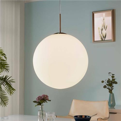 Lindby - hanglamp - 1licht - glas, metaal - E27 - wit, gesatineerd nikkel