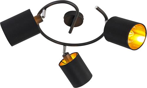 QAZQA lofty - Moderne Plafondlamp met kap - 3 lichts - Ø 600 mm - Zwart - Woonkamer | Slaapkamer | Keuken