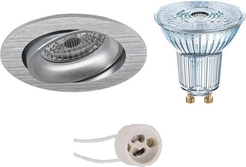 LED Spot Set - OSRAM Parathom PAR16 940 36D - Pragmi Delton Pro - GU10 Fitting - Dimbaar - Inbouw Rond - Mat Zilver - 3.7W - Natuurlijk Wit 4000K - Kantelbaar - Ø82mm