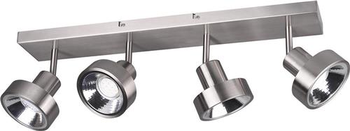 LED Plafondspot - Trion Leonida - GU10 Fitting - 4-lichts - Rechthoek - Mat Nikkel - Aluminium