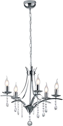 LED Kroonluchter - Trion Lacarno - E14 Fitting - 5-lichts - Rond - Mat Chroom - Aluminium