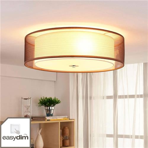 Lindby - plafondlamp - 3lichts - stof, metaal, glas - H: 14.5 cm - E27 - bruin, wit, chroom