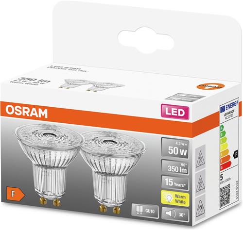 OSRAM MULTIPACK 3x LED Spot - 4.3W GU10 Warm Wit 2700K | Vervangt 50W