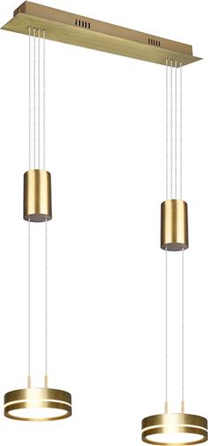 LED Hanglamp - Hangverlichting - Trion Franco - 14.4W - 2-lichts - Warm Wit 3000K - Dimbaar - Rond - Mat Goud - Aluminium
