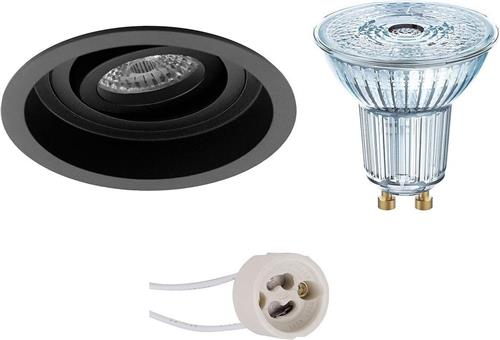 LED Spot Set - OSRAM Parathom PAR16 940 36D - Pragmi Domy Pro - GU10 Fitting - Dimbaar - Inbouw Rond - Mat Zwart - 5.5W - Natuurlijk Wit 4000K - Verdiept - Kantelbaar - Ø105mm
