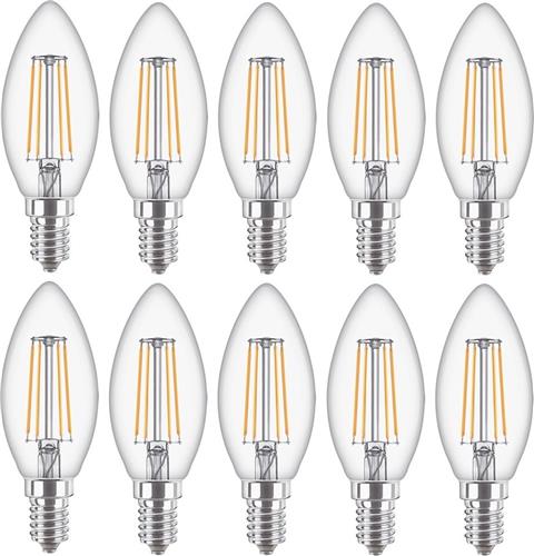 10 stuks Philips LED Kaarslamp E14 4.3W 470lm 2700K Helder Niet dimbaar