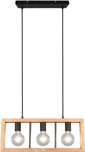 LED Hanglamp - Hangverlichting - Torna Aplon - E27 Fitting - 3-lichts - Rechthoek - Mat Zwart - Aluminium