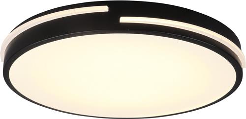 LED Plafondlamp - Plafondverlichting - Trion Tocomo - 24W - Dimbaar - Aanpasbare Kleur - Afstandsbediening - Rond - Mat Zwart - Aluminium