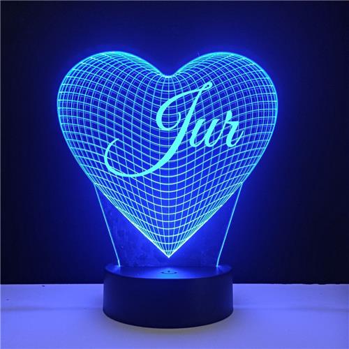 3D LED Lamp - Hart Met Naam - Jur