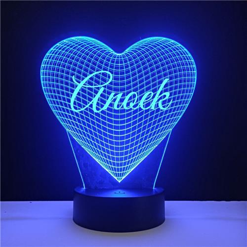 3D LED Lamp - Hart Met Naam - Anoek