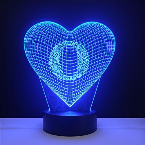 3D LED Lamp - Hart Met Letter - O
