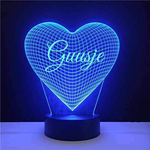 3D LED Lamp - Hart Met Naam - Guusje