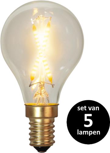 Star Trading LED Kogel Lamp lichtbron - E14 - Niet dimbaar - Super Warm Wit <2200K - 0.5 Watt - vervangt 7W Halogeen - set van 5