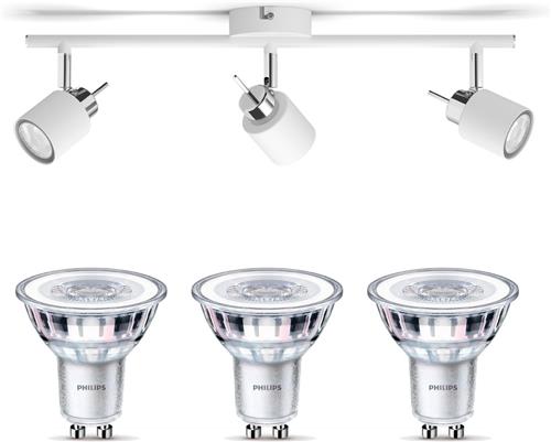 Philips Meranti Opbouwspot (Wit) - Warmwit Licht - Plafondspot met 3 Lichtpunten - GU10 - SceneSwitch - Eenvoudig Dimbaar met Je Klassieke Schakelaar
