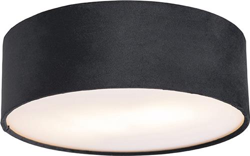 QAZQA drum - Moderne Plafondlamp - 2 lichts - Ø 30 cm - Zwart Goud - Woonkamer | Slaapkamer | Keuken