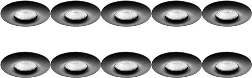 Spot Armatuur 10 Pack - Proma Luno Pro - GU10 Inbouwspot - Waterdicht IP65 - Rond - Zwart - Aluminium - Ø82mm