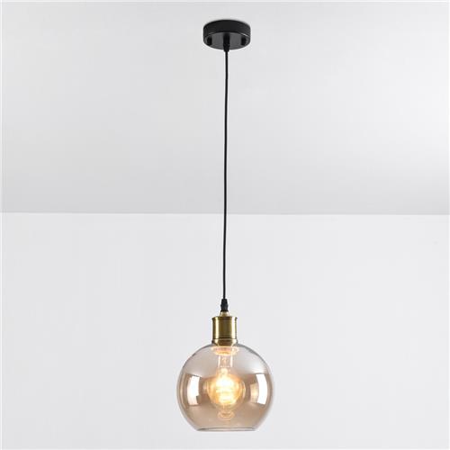 1-lichts hanglamp Liya cognac glas