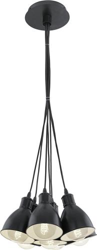 EGLO Vintage Priddy - Hanglamp - 7 Lichts - Ø38.5 cm - Zwart, Wit