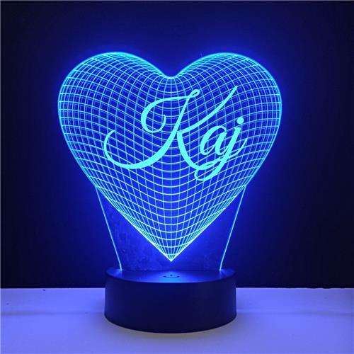 3D LED Lamp - Hart Met Naam - Kaj