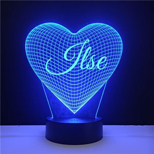 3D LED Lamp - Hart Met Naam - Ilse