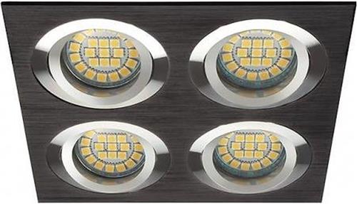 Inbouw 4x LED spot MR16 Aluminium Vierkant Armatuur zwart/zilver