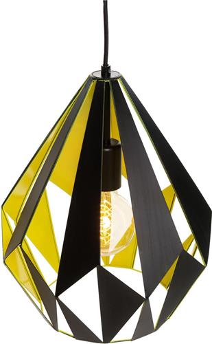 EGLO Vintage Carlton 1 - Hanglamp - Ø310MM. - Zwart, Geel