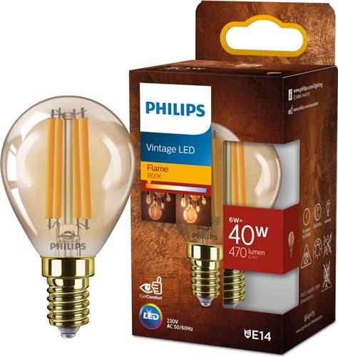 Philips Filamentlamp amber 40W P45 E14