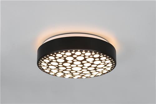 LED Plafondlamp - Plafondverlichting - Trion Carol - 11W - Warm Wit 3000K - Rond - Mat Zwart - Kunststof