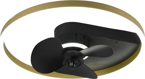 LED Plafondlamp met Ventilator - Plafondventilator - Trion Borkino - 30W - Aanpasbare Kleur - Afstandsbediening - Dimbaar - Rond - Mat Zwart - Aluminium