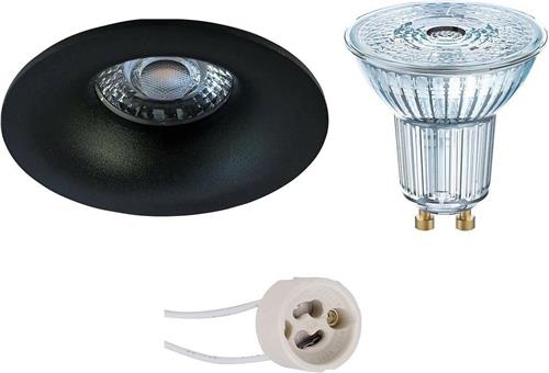 LED Spot Set - OSRAM Parathom PAR16 930 36D - Pragmi Nora Pro - GU10 Fitting - Dimbaar - Inbouw Rond - Mat Zwart - 3.7W - Warm Wit 3000K - Ø82mm
