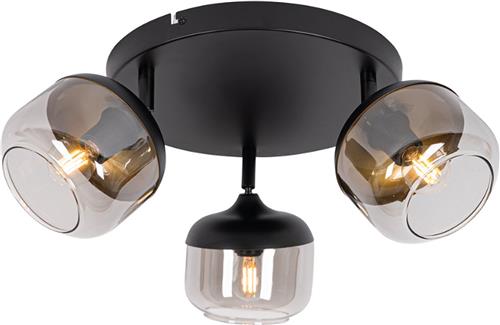 QAZQA kyan - Design Plafondspot | Spotje | Opbouwspot - 3 lichts - Ø 22 cm - Zwart Goud - Woonkamer | Slaapkamer | Keuken