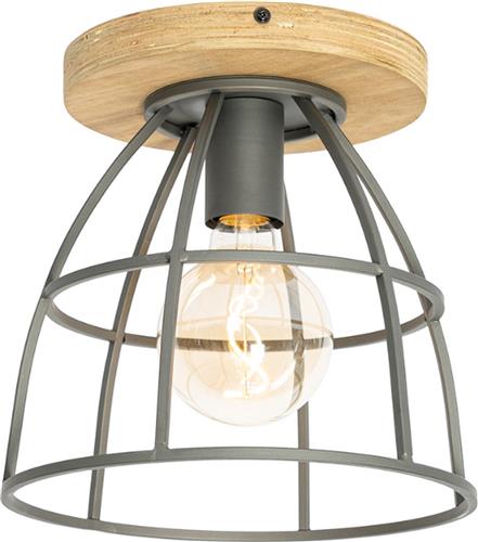 QAZQA arthur - Industriele Plafondlamp - 1 lichts - Ø 25 cm - Donkergrijs - Industrieel - Woonkamer | Slaapkamer | Keuken