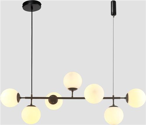 Design hanglamp zwart frame en melkwit glas - Hepta
