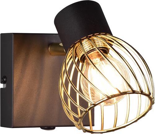 LED Wandspot - Wandverlichting - Torna Ordan - E14 Fitting - Zwart/Goud