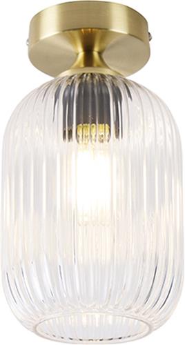 QAZQA banci - Art Deco Plafondlamp - 1 lichts - Ø 140 mm - Goud/messing - Woonkamer | Slaapkamer | Keuken