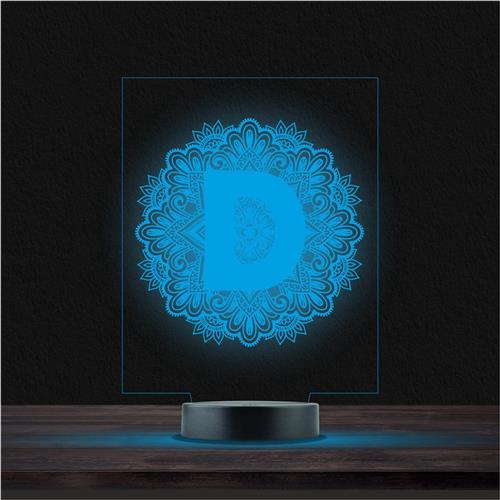 Led Lamp Met Gravering - RGB 7 Kleuren - Mandala D