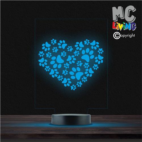 Led Lamp Met Gravering - RGB 7 Kleuren - Hart