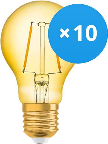 Voordeelpak 10x Osram Vintage 1906 LED Klassiek E27 A 2.5W 824 Filament Goud | Zeer Warm Wit - Vervangt 22W