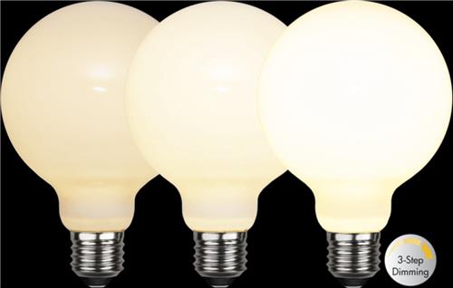 3 standen - G95 bol - E27 - 7.5W - Extra Warm Wit - 2700K - Opaal