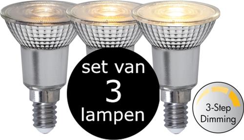 Star Trading - 3-Pack | LED - 3 standen- Spot - E14 - 4W - Extra Warm Wit - 2700K - Dimbaar