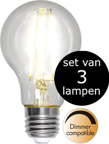 Star Trading - 3-Pack | LED - Standaard Bol - E27 - 8W - Koel Wit - 4000K - Dimbaar