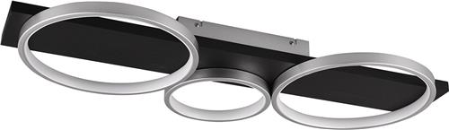 LED Plafondlamp - Trion Rameda - 33W - Warm Wit 3000K - Dimbaar - Rechthoek Rond - Titaan - Metaal