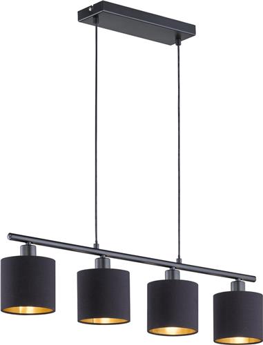LED Hanglamp - Trion Torry - E14 Fitting - Rechthoek - Mat Zwart - Aluminium
