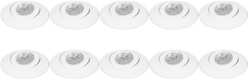 Spot Armatuur 10 Pack - Proma Nivas Pro - GU10 Inbouwspot - Rond - Wit - Aluminium - Trimless - Kantelbaar - Ø150mm