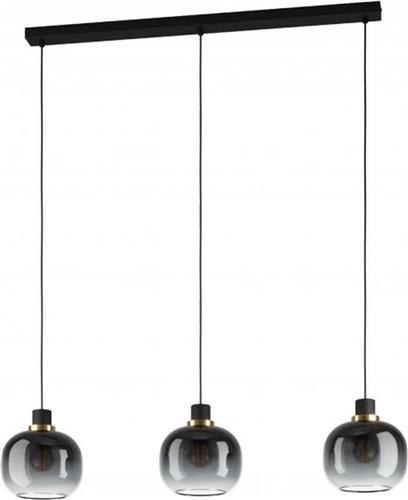 EGLO Oilella Hanglamp - E27 - 95 cm - Smoke glas - Zwart/Geelkoper