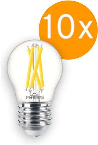 Doos 10 stuks Philips LED Kogellamp E27 5.9W/927-922 806lm Helder DimTone P45 Cri90