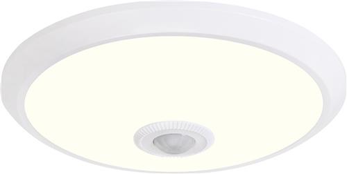 LED Plafondlamp met Sensor + Dag en Nacht Sensor - Kozolux Crimpy - 20W 1500lm - Natuurlijk Wit 4200K - Opbouw - Rond - Wit