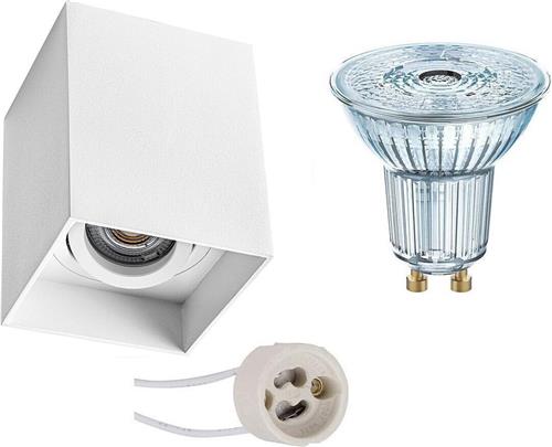 OSRAM - Opbouwspot Set - Parathom PAR16 940 36D - Proma Luxina Pro - GU10 Fitting - Dimbaar - Opbouw Vierkant - Mat Wit - 3.7W - Natuurlijk Wit 4000K - Verdiept - Kantelbaar - 90mm