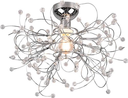 LED Plafondlamp - Plafondverlichting - Trion Guston - E27 Fitting - 1-lichts - Rond - Mat Chroom - Aluminium