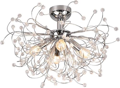 LED Plafondlamp - Plafondverlichting - Trion Guston - E14 Fitting - 4-lichts - Rond - Mat Chroom - Aluminium